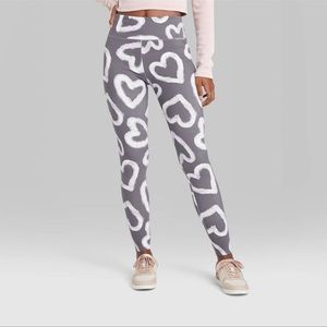 Wild Fable High Waisted Classic Leggings White 
Hearts